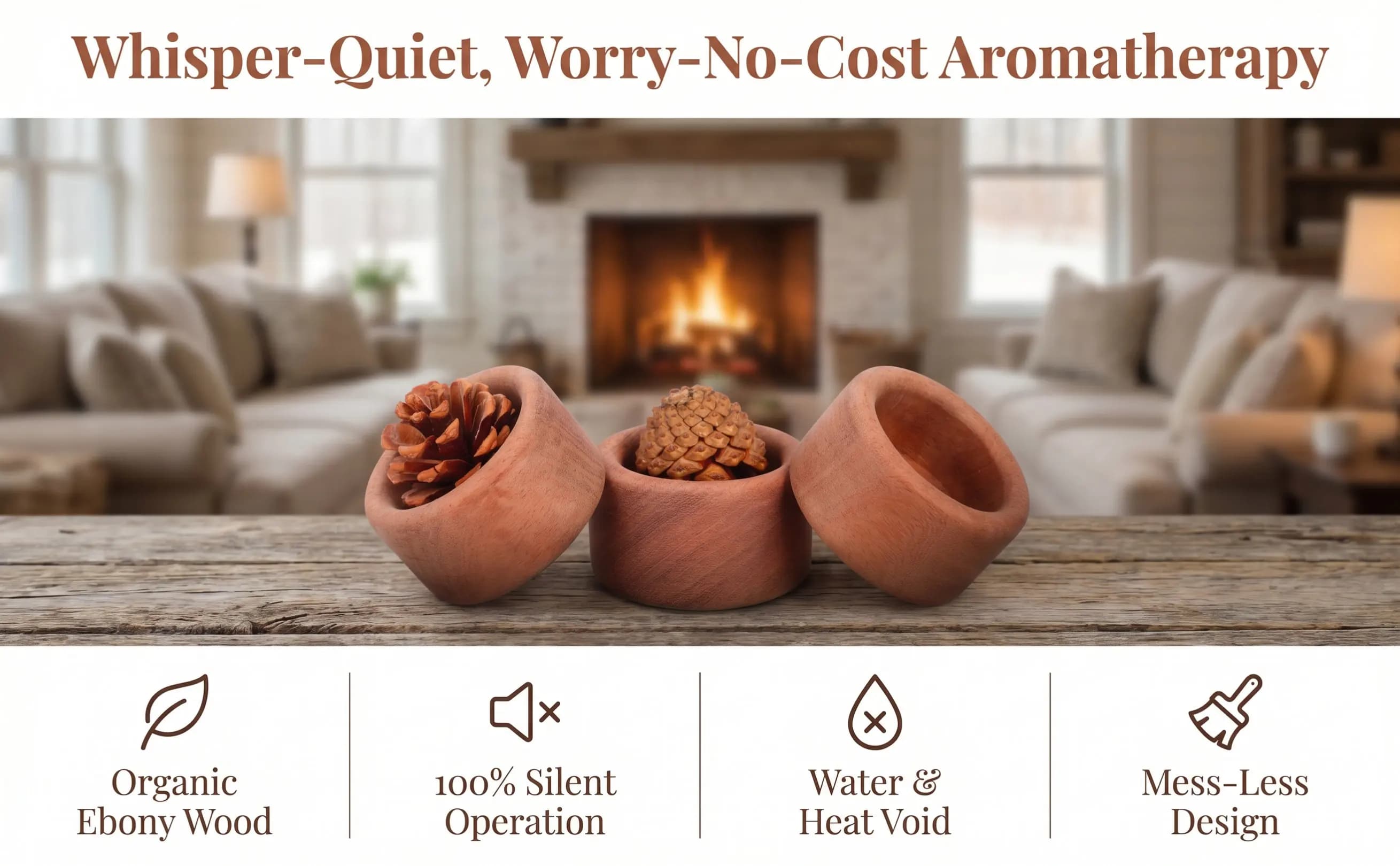 3Pcs Wood Essential Oil Diffuser Small Round Portable Passive Diffusers for Aromatherapy Home Car Office Bathroom