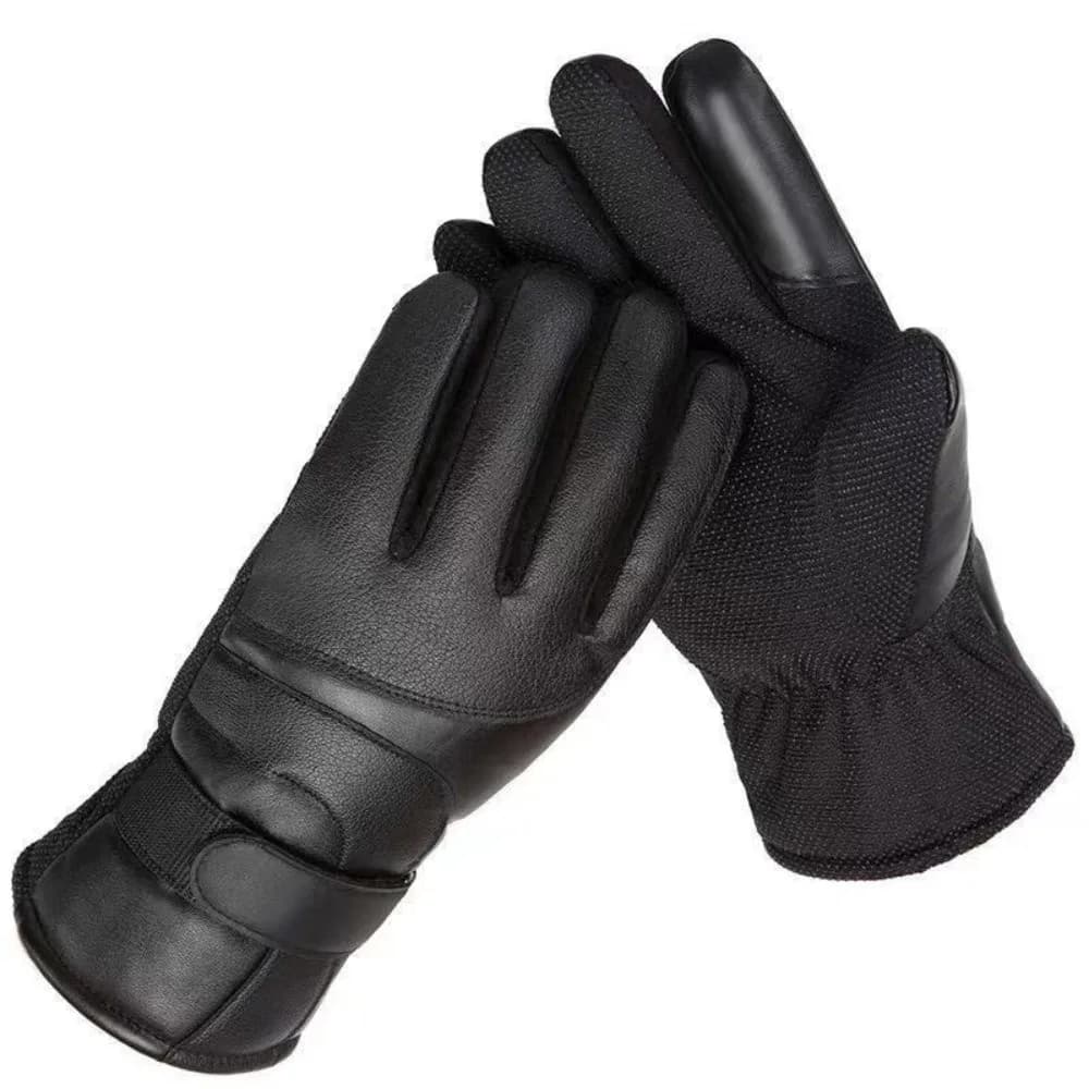 Guanti da sci invernali neri regalo Mantieni caldi Guanti da uomo multifunzione in pelle Guanti da guida termici antivento Autunno