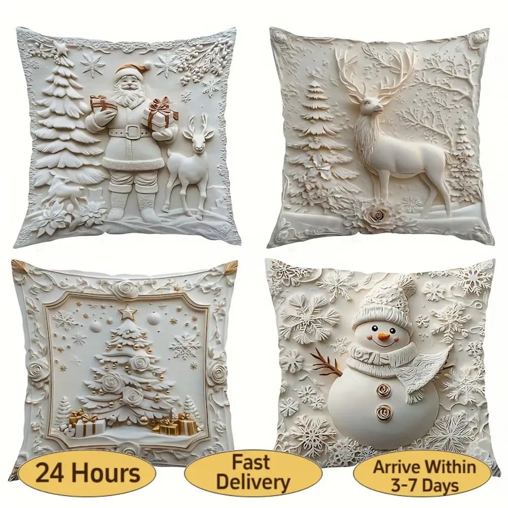 Fodere per cuscini natalizi 3D, decorazioni natalizie, federe per cuscini, fodere per cuscini decorativi per camera da letto, divano, decorazioni invernali per la casa