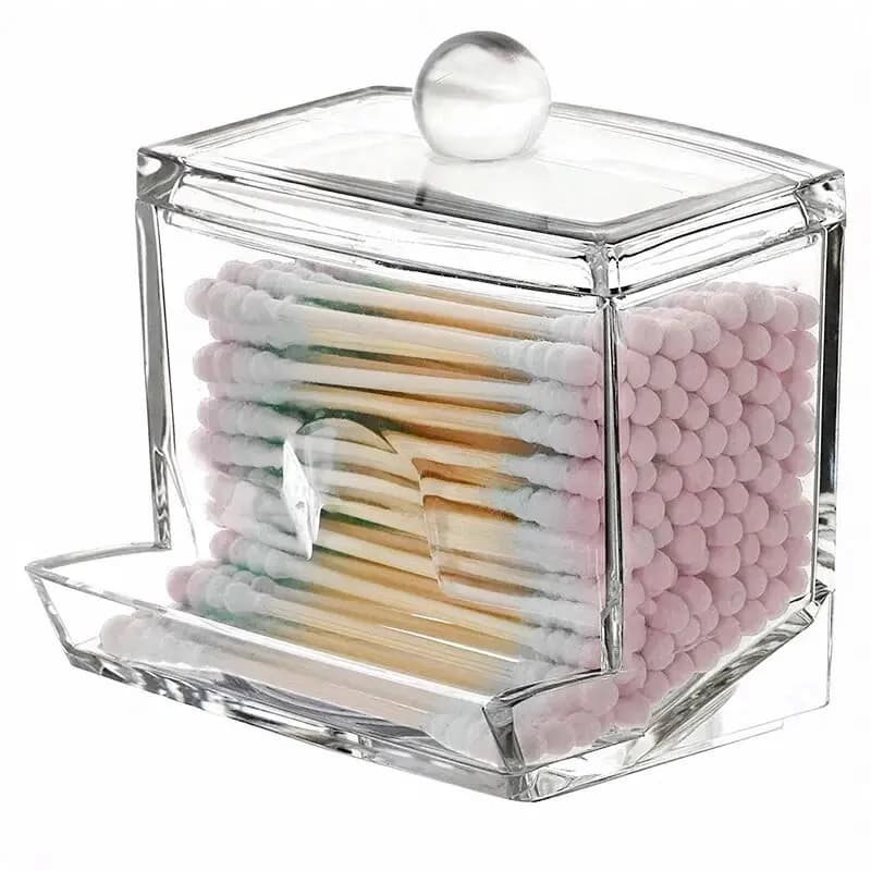 Scatola portaoggetti per batuffoli di cotone con coperchio Dispenser per barattoli in acrilico trasparente per bagno di grande capacità