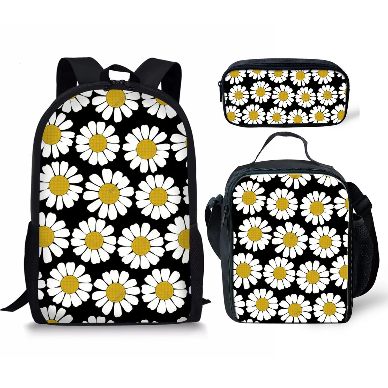 Trendy Popular Peculiar New Sunflower 3D Print 3pcs/Set Student School Bags Laptop Daypack Backpack Lunch bag Pencil Case