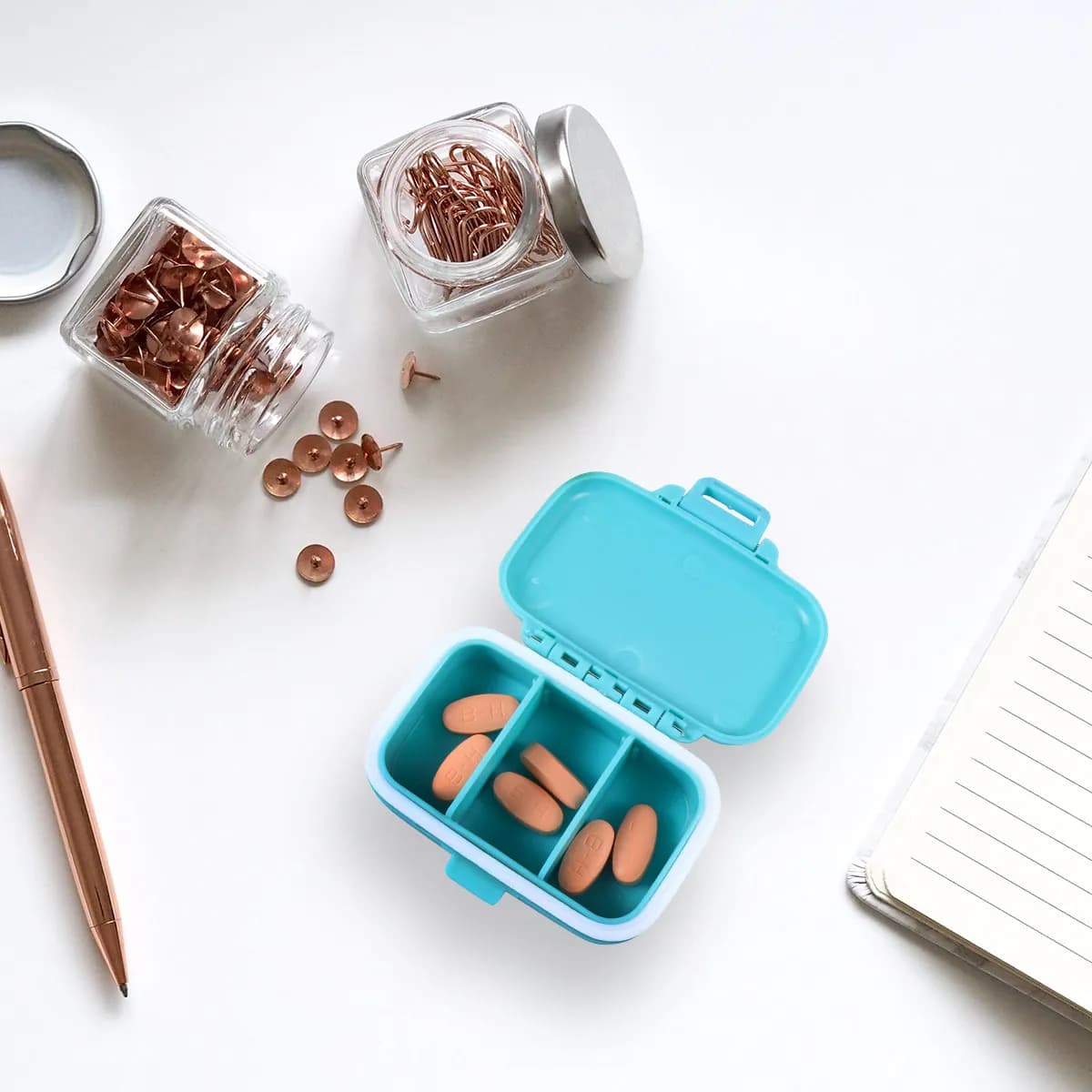 7Pcs Slim Lightweight Medicine Organizer Container Case 3 Compartment Portable Pill Storage Box Earrings Travel