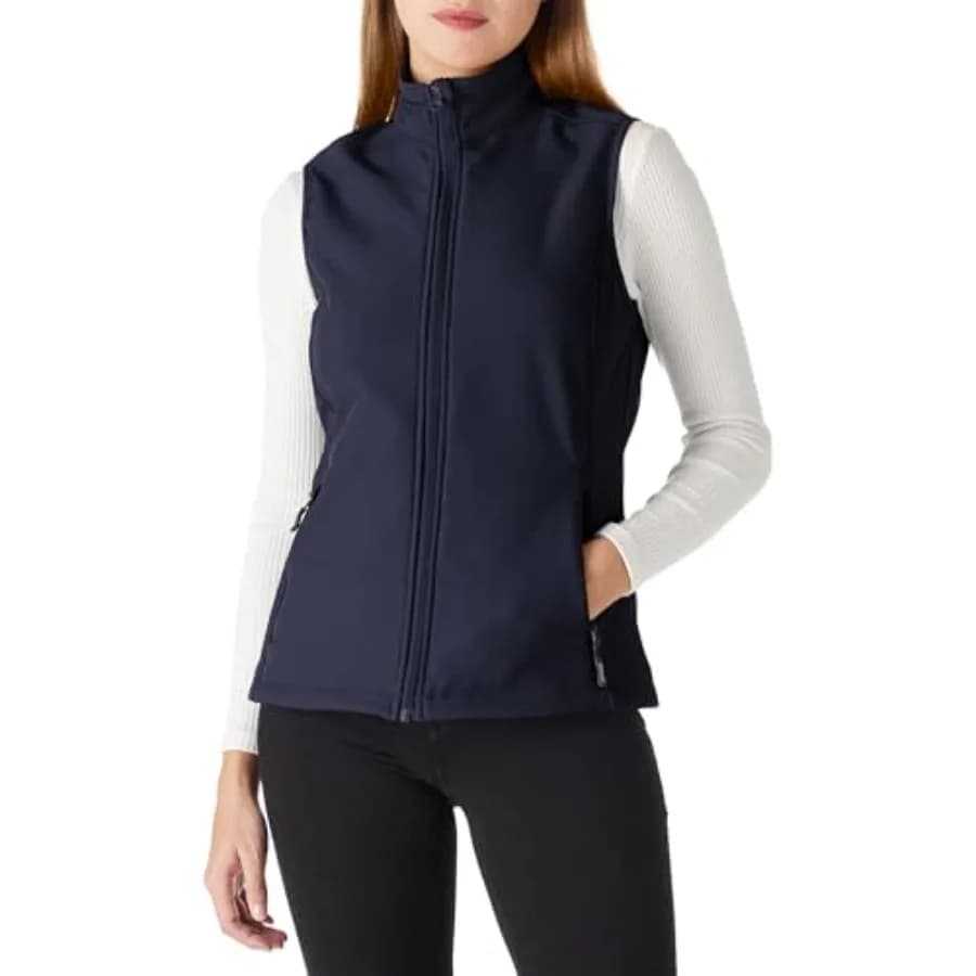 Gilet softshell leggero da donna Outdoor Ventures, antivento, foderato in pile, con zip, senza maniche, per corsa, escursionismo, golf