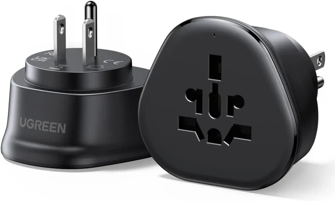 Universal Travel Adapter: US Type B, 200+ Countries, Compact & Safe