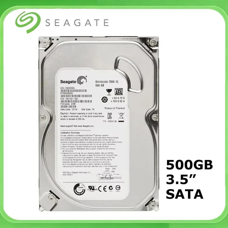3.5-Inch Seagate Internal Mechanical Hard Disk SATA2/SATA3 6Gb/S 500GB HDD 7200RPM 32MB Buffering Suitable For Desktop PC