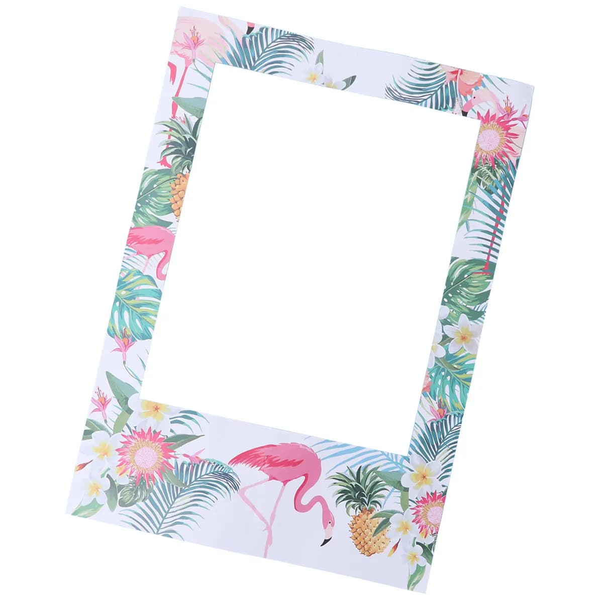 Cornice Fotografica Hawaiana Tropicale con Fenicotteri, Accessori Leggeri e Divertenti per Feste, Decorazioni per Photo Booth, Cornice per Foto Estiva Luau