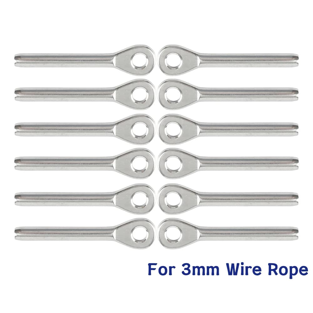 12pcs 3mm Swage Eye Terminal T316 Stainless Steel Wire Rope Fitting For 1/8'' Cable Railing Assemblie Tensioner Marine Hardware