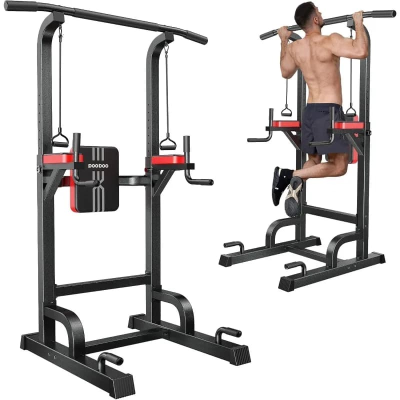 Power Tower con Stazione Dip e Barra per Trazioni per Allenamento Fitness a Casa, Multifunzione con Altezza Regolabile per Allenamento di Forza