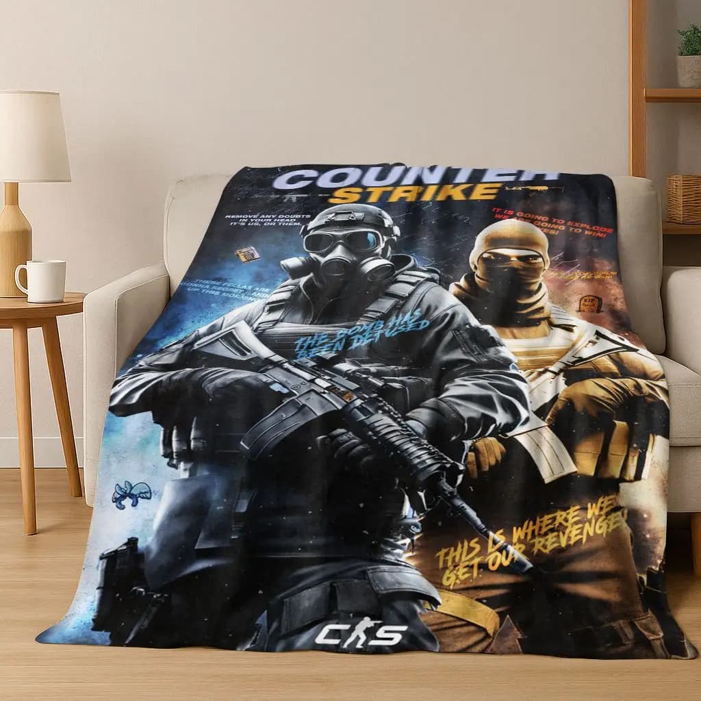 26 Style CS GO Game Counter Strike Gamer Coperta di flanella, calda e accogliente coperta morbida per la casa, camera da letto, divano letto, regalo