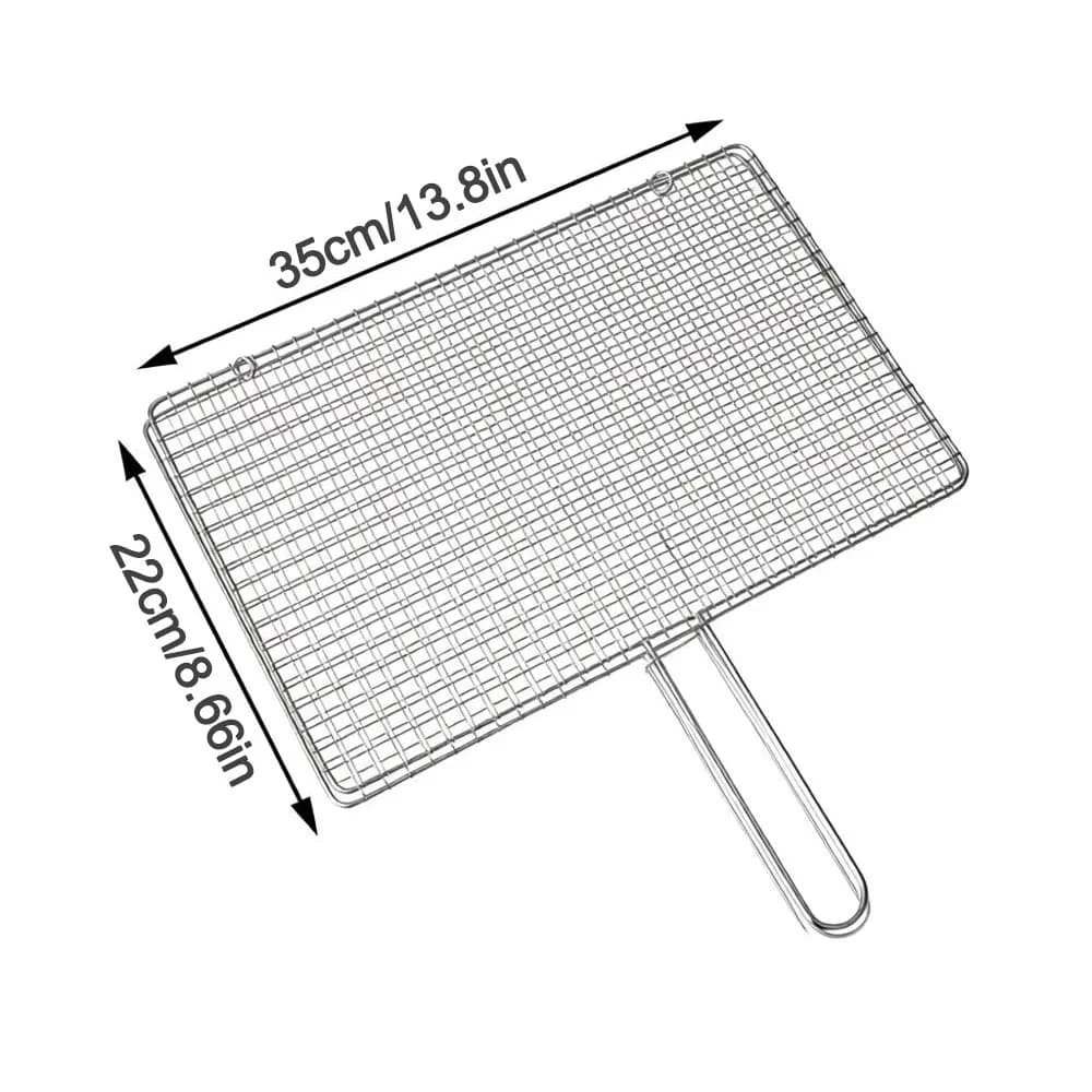 Stainless Steel Fish Grilling Rack Square Double-sided Meat Grilling Rack Thickened High Temperature Resistant Grilled Fish Net