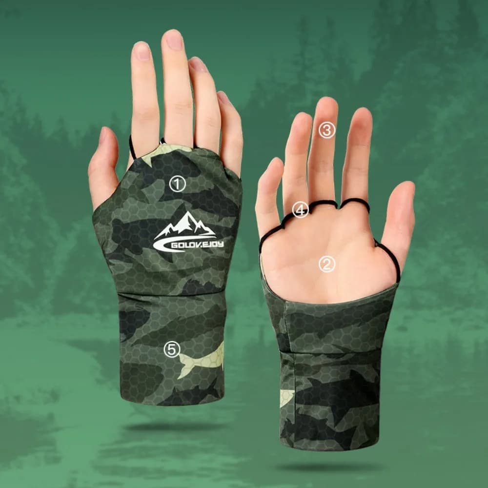 Ice Silk Fishing Gloves Touch Screen Highly Elastic Breathable Solar Protection Gloves Fitness Gloves Excavated with Anti-uv Palm Summer