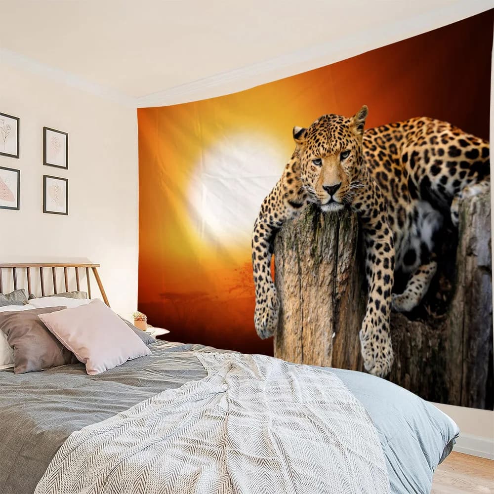 Starry sky leopard wall tapestry animal psychedelic hanging wall cloth hippie tiger alce bear decoration bedroom sofa bed sheets