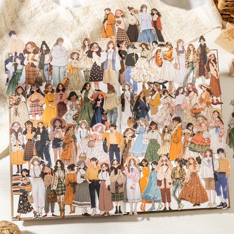 100 pcs/pack A lot of people girl Stickers aesthetic Stick Labels Decorative Diary Album material Scrapbooking Supplies