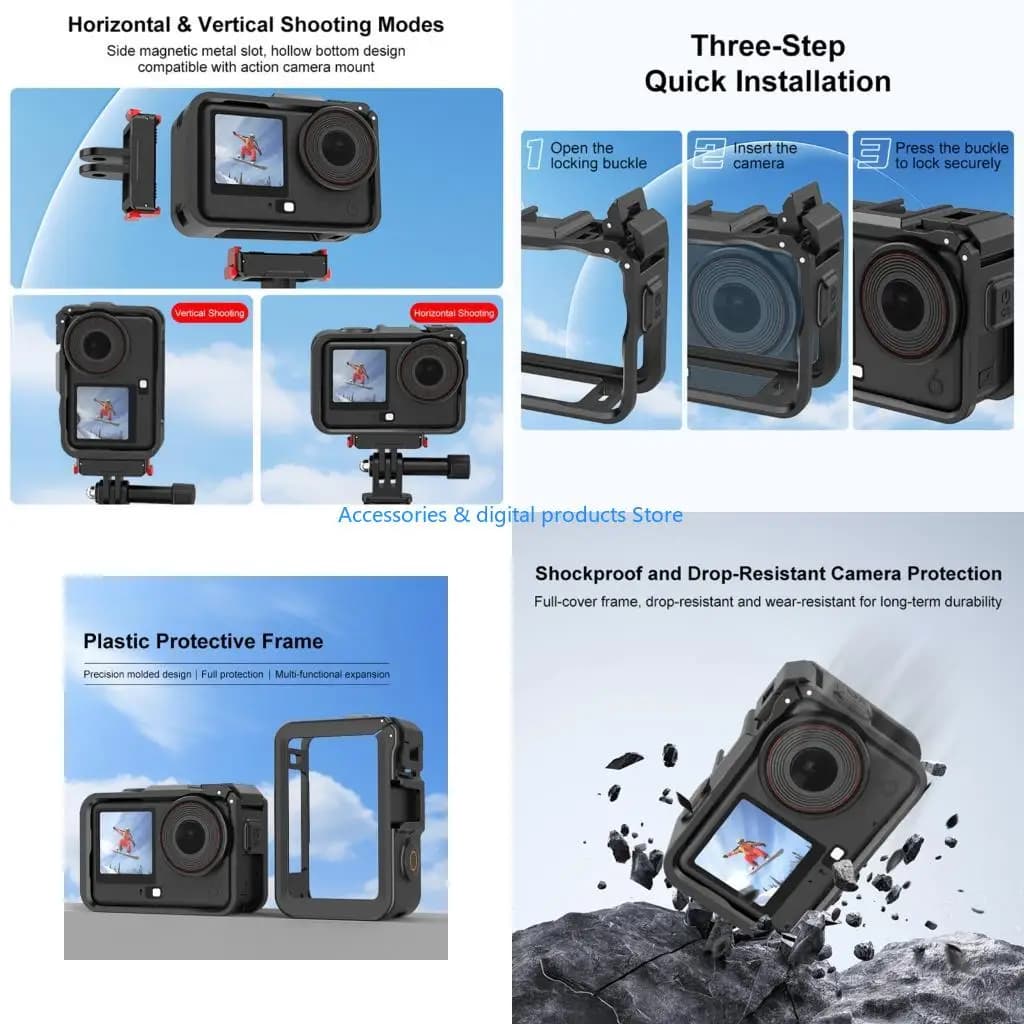 77JD Enhanced Heat Management Protective Cage for Action 6 Camera Accessories