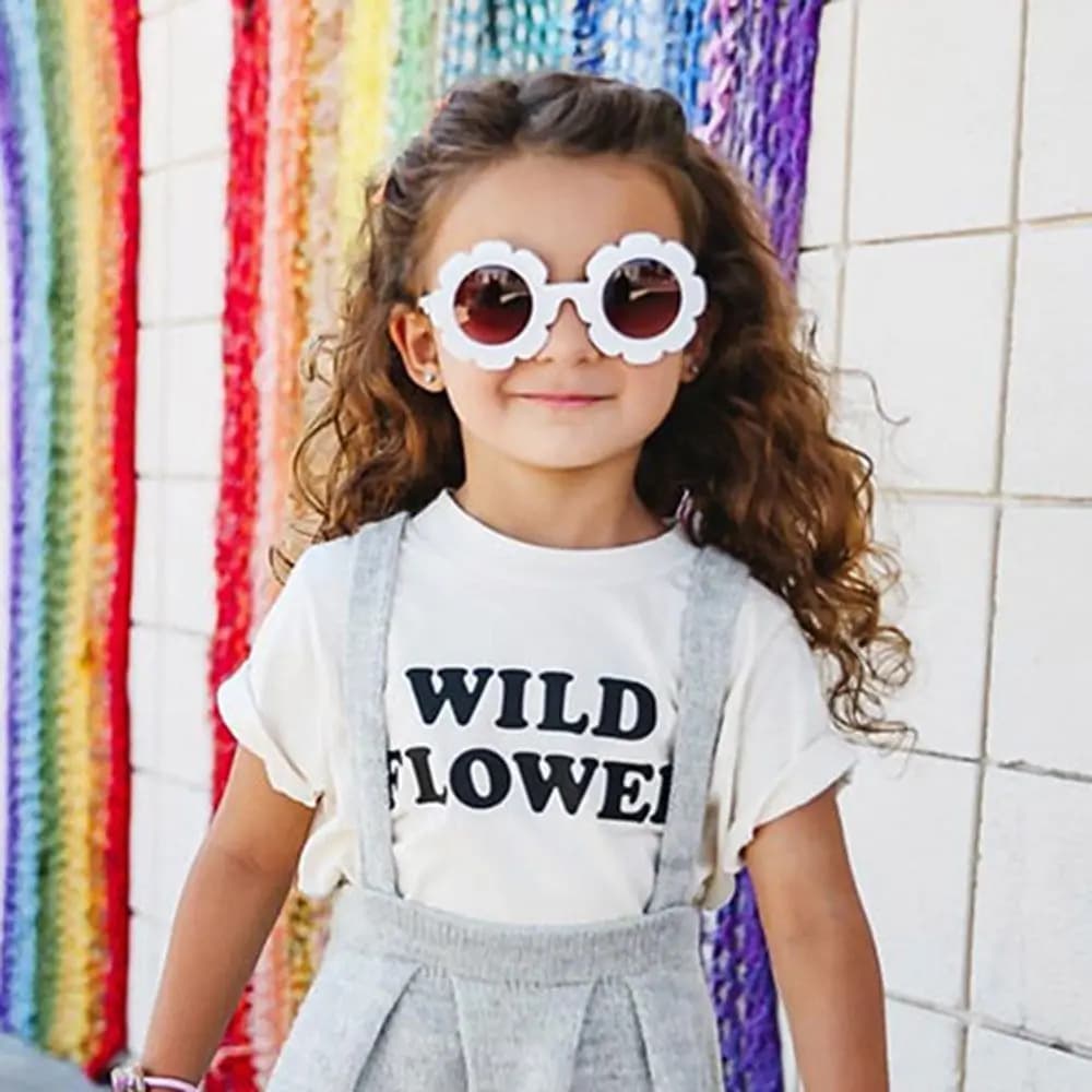 1pc boys and girls cute glasses streetwear product outdoor sunglasses for kids shaped like vintage flower sunglasses