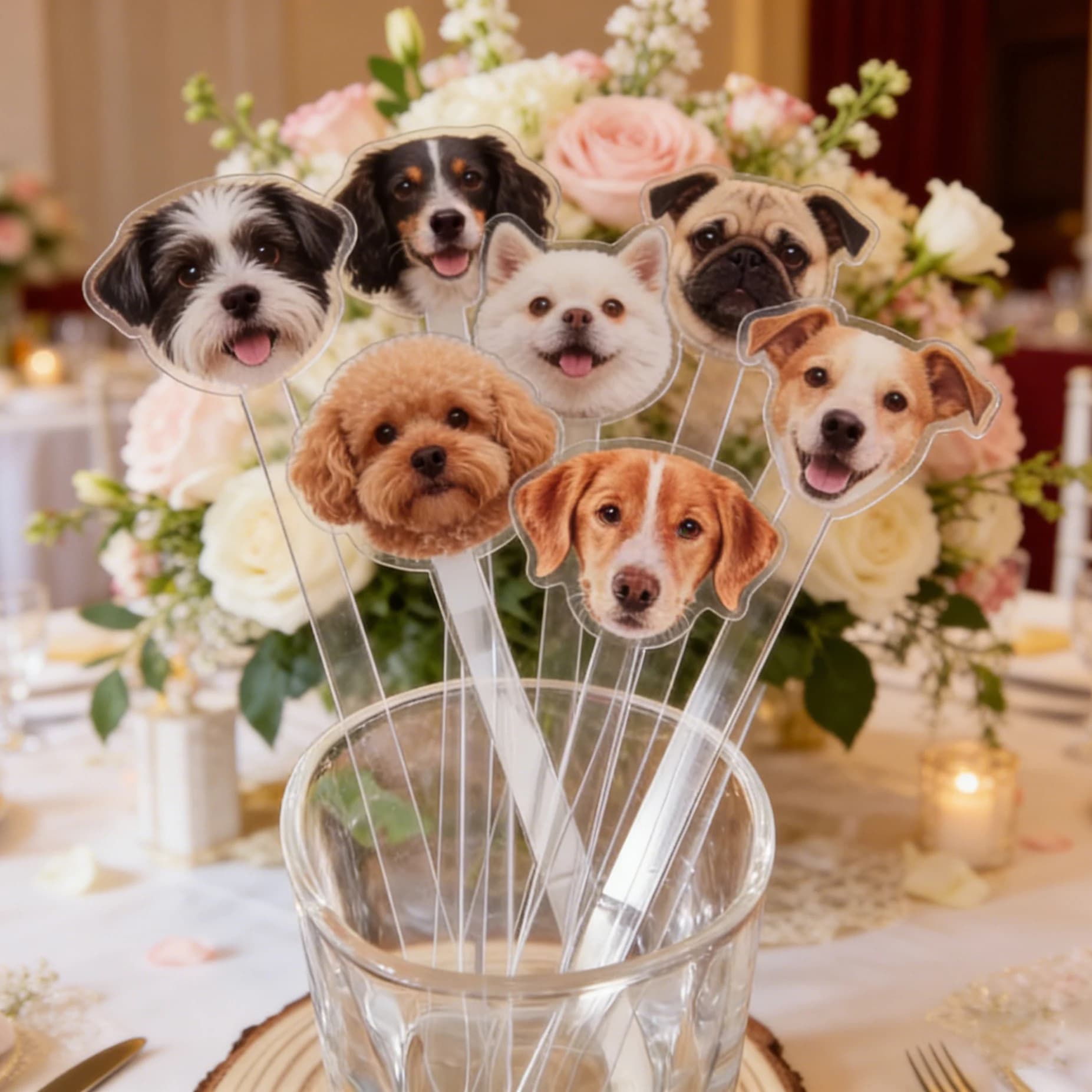 100pcs Personalized Printed Pet Wedding Drink Stirrers Stir Stick Acrylic Watercolor Acrylic Cocktail Sticks Double-Sided Print