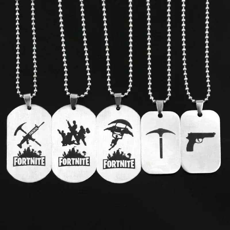 Collana Fortnite Anime in Acciaio Inossidabile, Ciondolo Moda Artigianale in Metallo, Accessori Dropshipping
