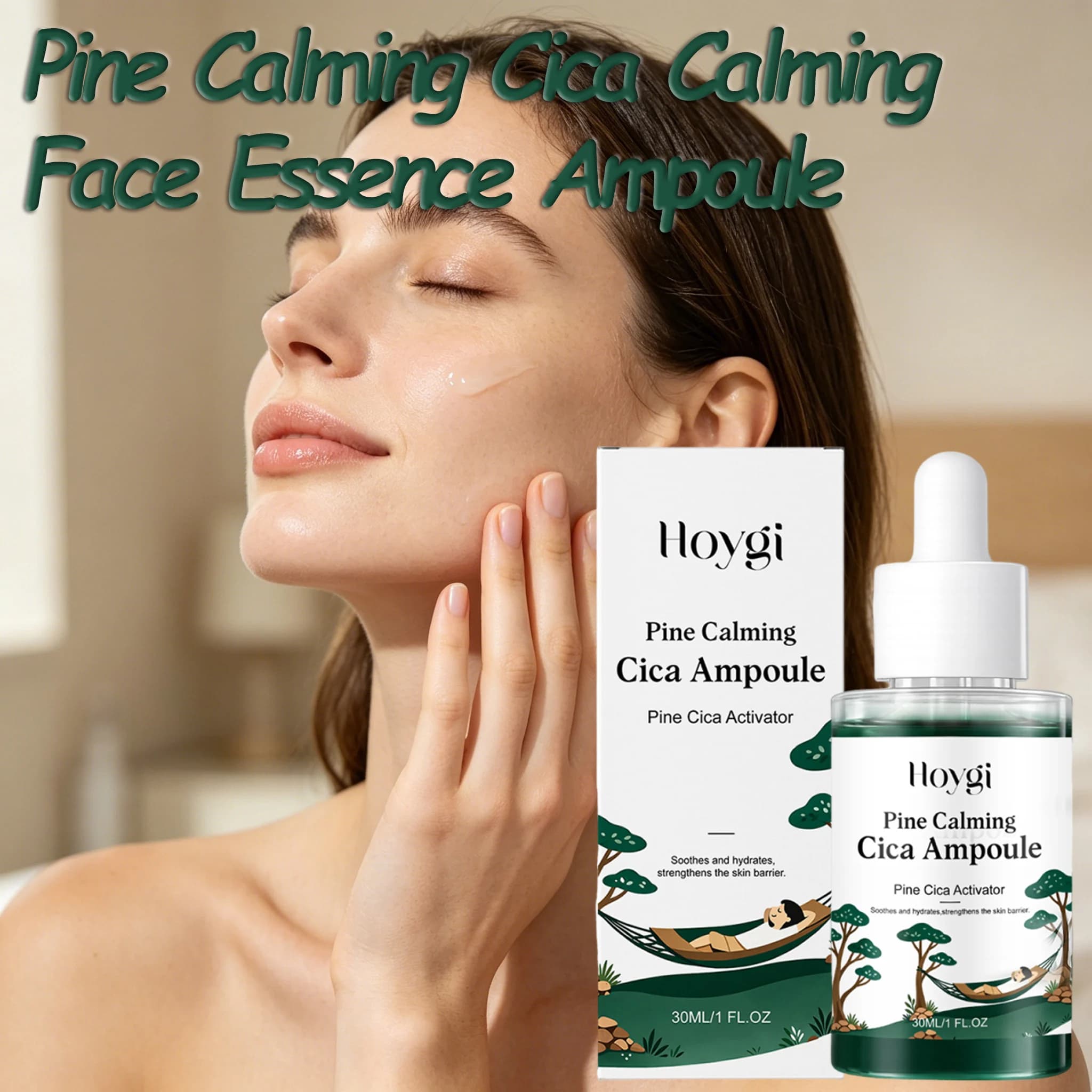 Siero Cica Ampoule Pine Centella Asiatica Lenitivo Riparatore Barriera Cutanea con Acido Ialuronico Idratante Essenza Viso Liquida per Skincare Quotidiana