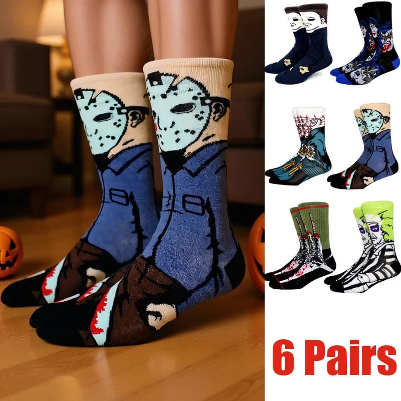 6 paia nuove donne di Halloween calzini Harajuku divertente scheletro alieno calzini da uomo calzini di zucca calzini mostro calzini di pipistrello calzino anime