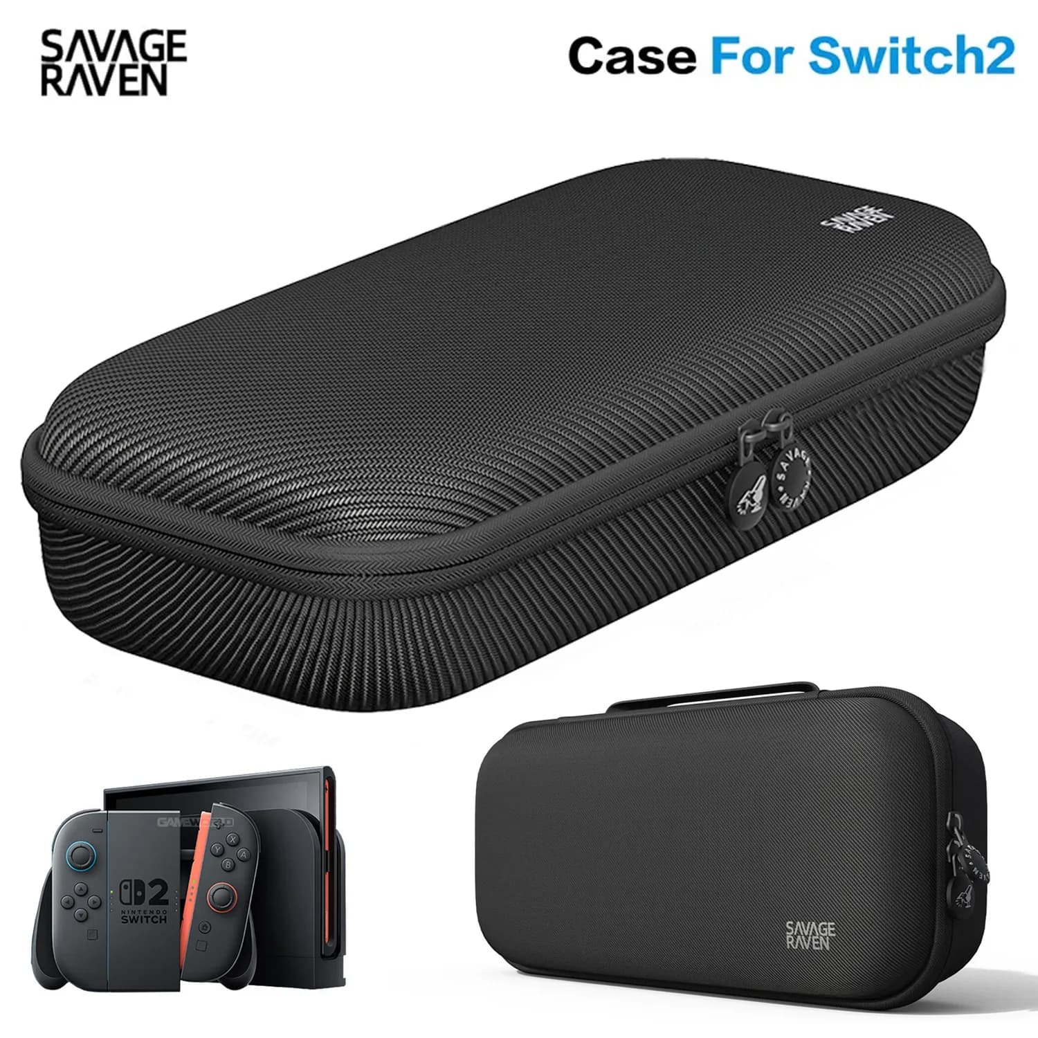 Savage Storage Bag Raven by Skull & Co. Custodia da trasporto EDC per Nintendo Switch 2 Borsa portaoggetti con guscio rigido otable MaxCarry Case