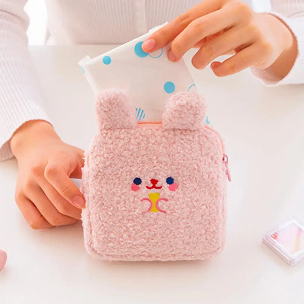 1 Pezzo Borsa Porta Assorbenti Igienici alla Moda, Graziosa Mini Pochette Lavabile a Cartone Animato per Scuola, Ufficio, Hotel, Viaggi - Multiuso