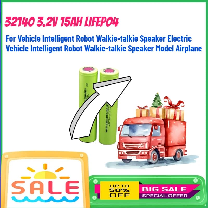 Batteria Ricaricabile LiFePO4 32140 3.2V 15Ah per Veicoli, Robot Intelligenti, Walkie-talkie, Altoparlanti, Modelli di Aerei Elettrici