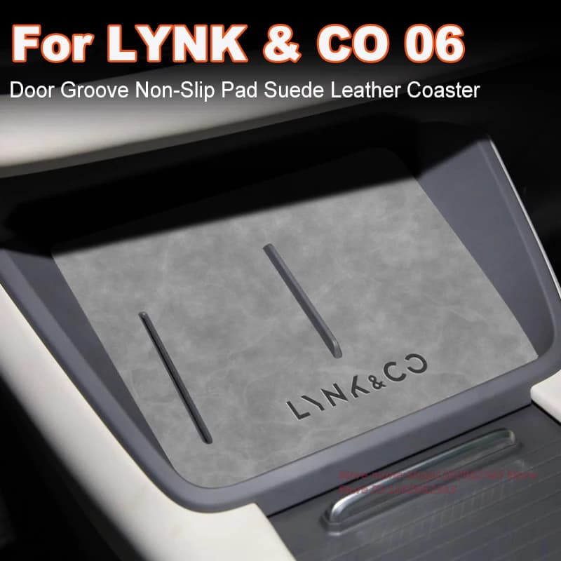 Per LYNK & CO 06 E-MP 2024 Tappetino antiscivolo per tazza Sottobicchiere in pelle scamosciata Tappetino antiscivolo per accessorio scanalatura porta interna auto