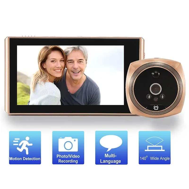 Spioncino per porta Videocamera spioncino Rilevazione movimento Monitor da 4,3 pollici Anello digitale Campanello Video-occhio Sicurezza Registrazione vocale