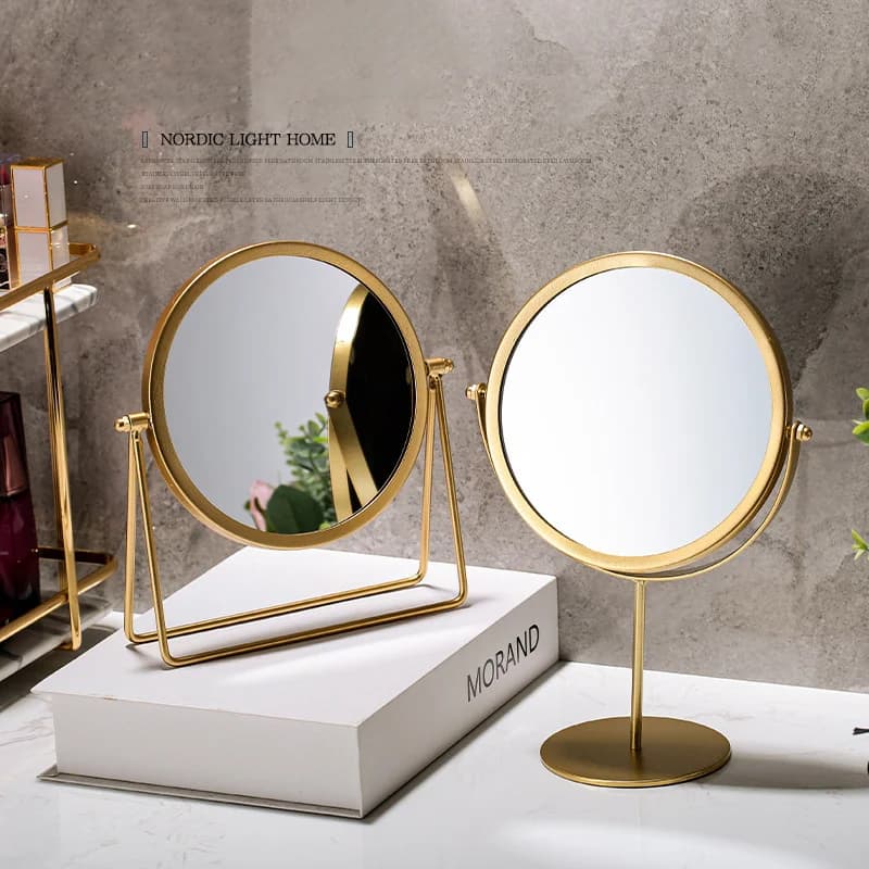 Specchio cosmetico in ferro battuto: elegante specchio per il trucco da tavolo, vetro trasparente HD, specchio per il trucco da tavolo compatto per la casa e il bagno