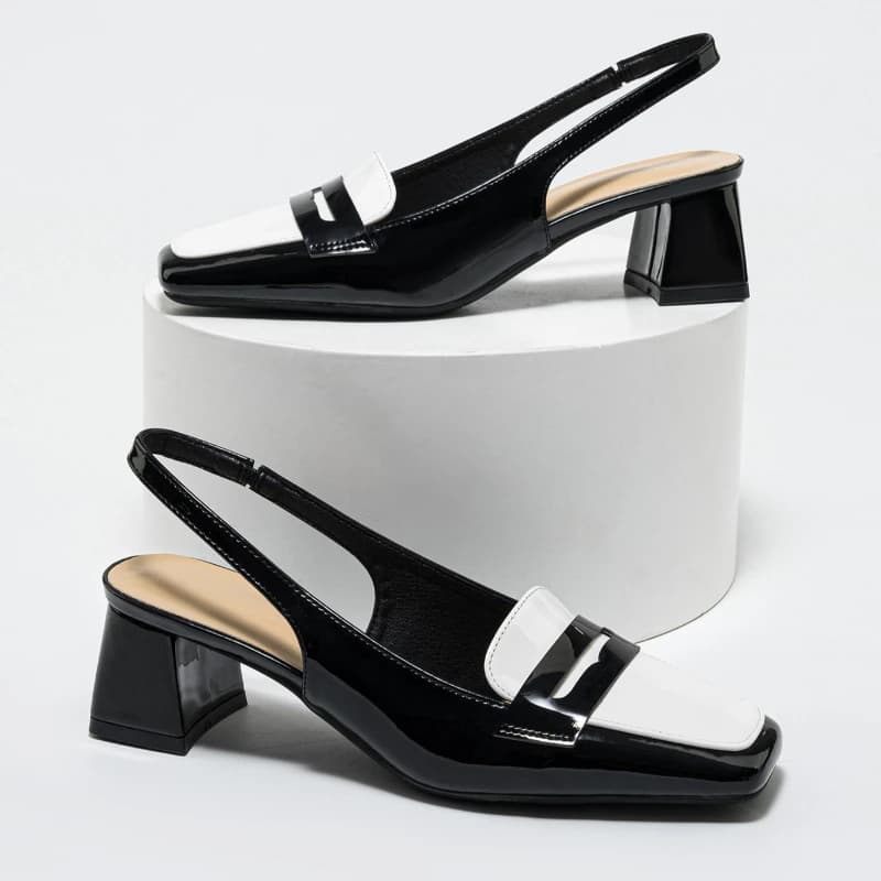 Sandali da donna con tacco basso in pelle stile britannico scarpe da ufficio con punta quadrata moda ciabatte con cinturino alla caviglia eleganti mocassini con tacco grosso da donna