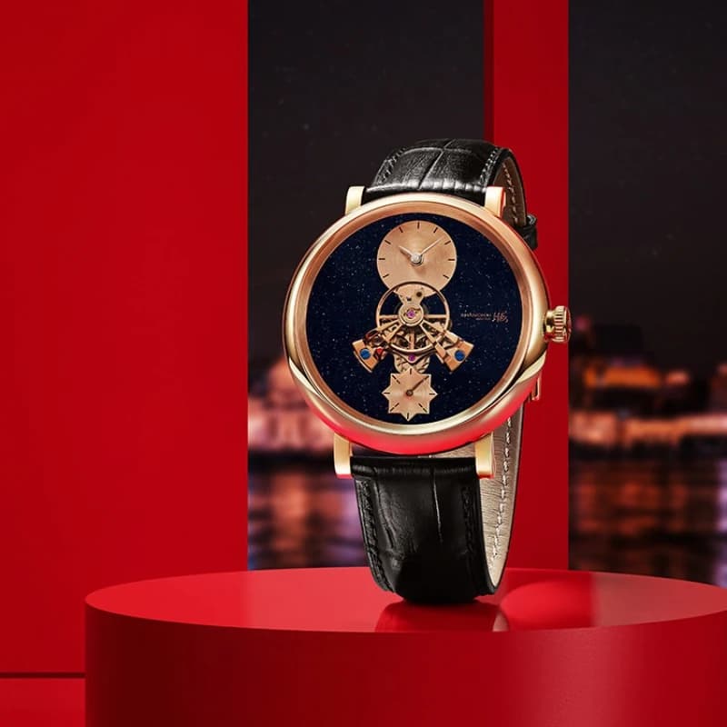 Orologio Meccanico da Uomo Shanghai Serie Metropolis con Pendolo Centrale a Cupola 43mm