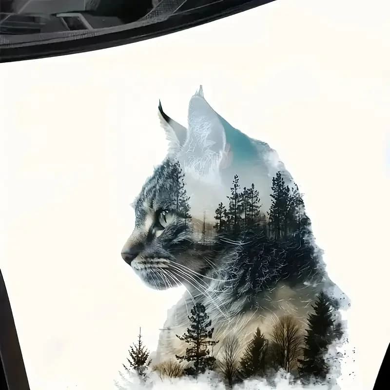 Enchanting Fantasy Cat Funny Waterproof Vinyl Car Decal, Exterior Decorative Accessories, Used for Car, Motorcycle, Laptop, Van