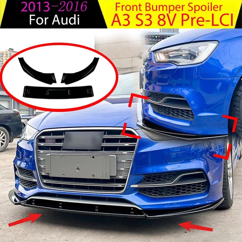 Car Front Bumper Spoiler Splitter Lip Diffuser for Audi A3 S3 8V Pre-LCI 2013-2016 Front Shovel Protector Guard Body Kit Auto