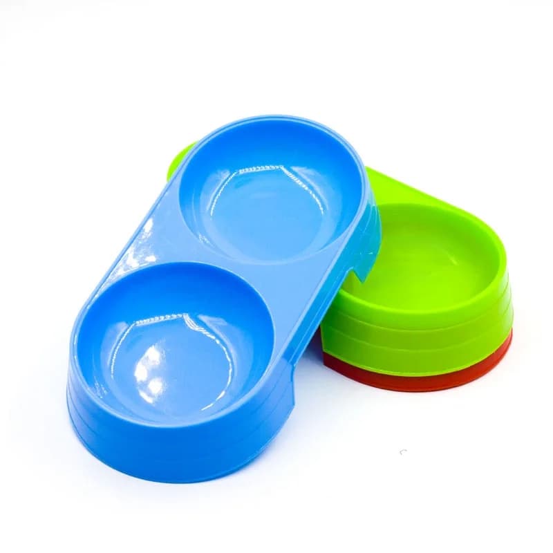 Ciotole Doppie in Plastica per Cani e Gatti, Ciotola Piccola e Grande per Alimenti, Accessori per Animali Domestici