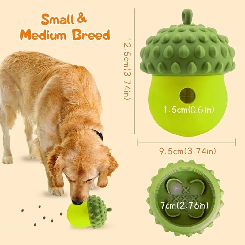 Giocattolo Multifunzione a Forma di Pigna per Cani, Palla Dispensatrice di Cibo, Alimentatore Lento, Puzzle Interattivo per la Pulizia dei Denti e l'Arricchimento dell'Animale Domestico