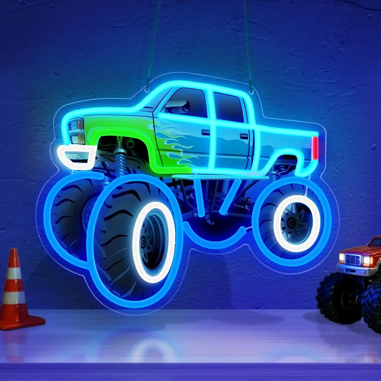 Insegna al Neon a LED USB Monster Truck per Sala Giochi, Garage, Club Auto, Feste, Bar, Decorazione Camera da Letto, Regalo, Luce da Parete Artistica