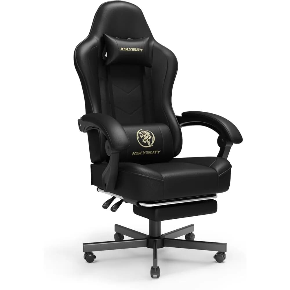 Sedia da Gaming per Adulti con Poggiapiedi e Supporto Lombare, Altezza Regolabile, Seduta e Poggiatesta Girevoli a 360° °