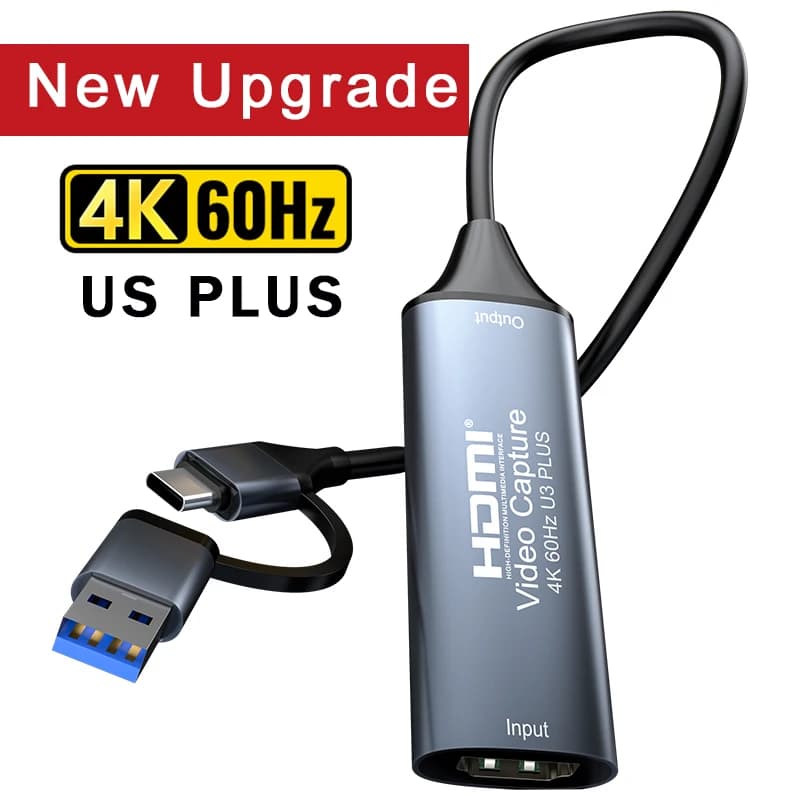 4K 60Hz HDMI Video Capture USB 3.0 HDMI Audio Video Mjpeg Capture Card 2160P HDMI Game Grabber Recorder for PS5 Live PC Xbox OBS
