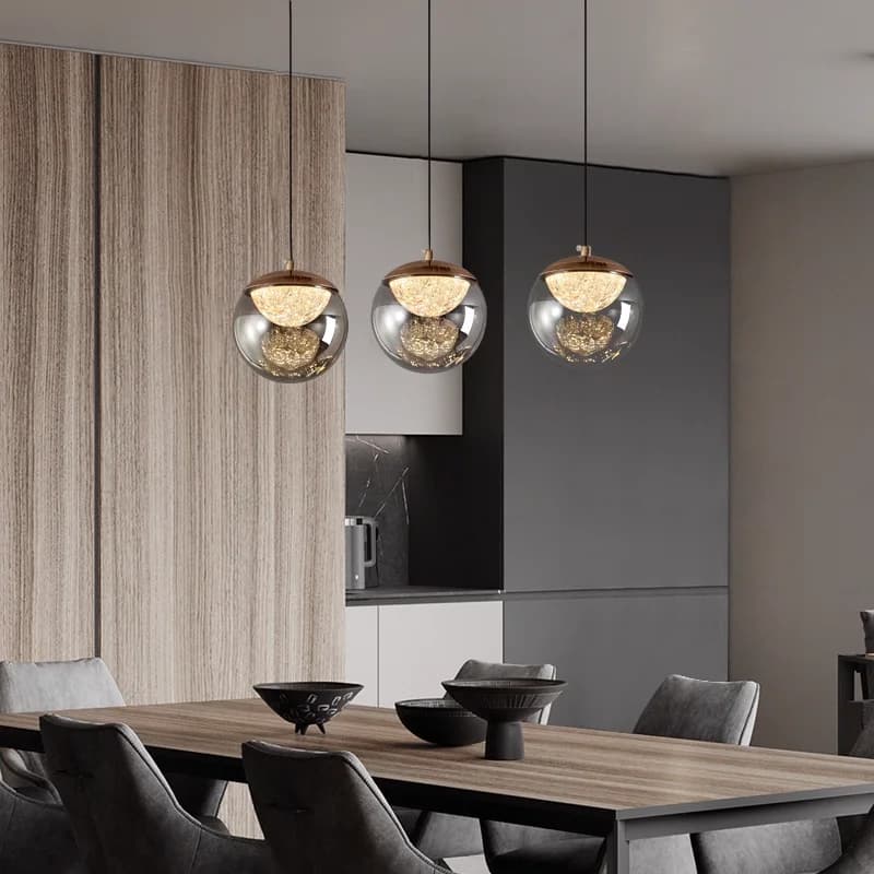 Lampadario moderno con sfera in vetro dorato, illuminazione per sala da pranzo, soffitta, scale, sospensione a soffitto, apparecchio a sospensione, decorazioni per la casa