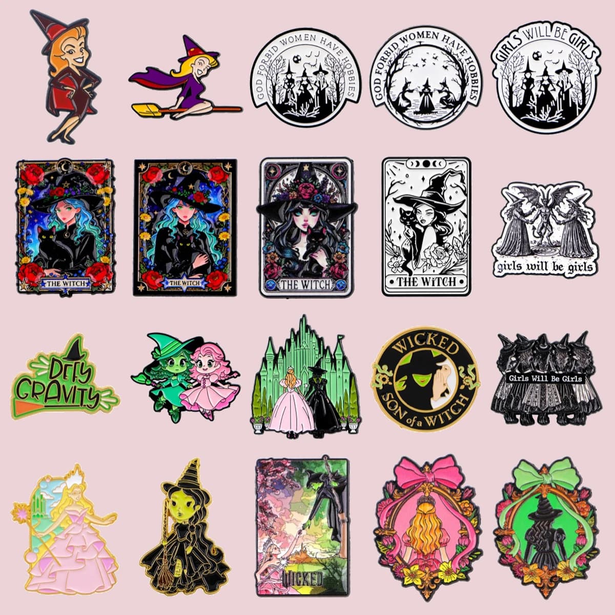 1-7 Pezzi Spille Smaltate Miste a Tema Tarocchi della Strega e Castello della Strega Musicale per Zaini, Gioielli di Moda, Accessori per Abbigliamento, Regali