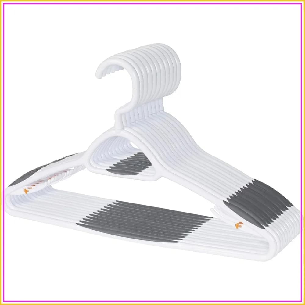 12 Pack Non Slip Clothes Hangers - Space Saving for Jackets, Pants, Shirts, 360 Swivel, Soft Grip