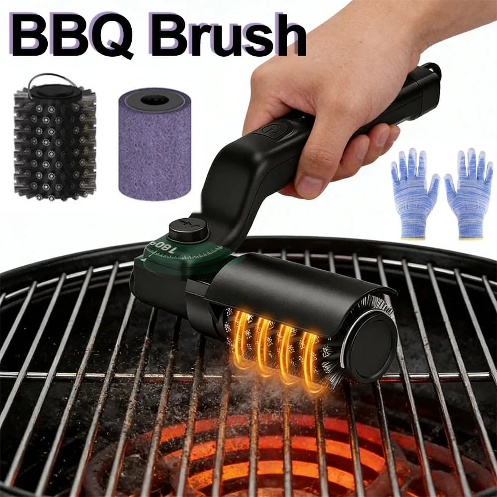 Electric Grill Brush Rechargeable 3 Powerful Speed BBQ Grill Brush for Camping Outdoor Grill，Automatic Grill Cleaning Brush