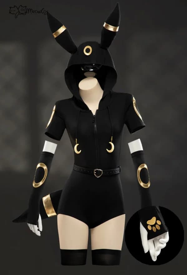 2025 Women's Moonlight Fox Dark Grey Hoodie Body with Sleeves Socks Belt and tail Cosplay Costume Halloween