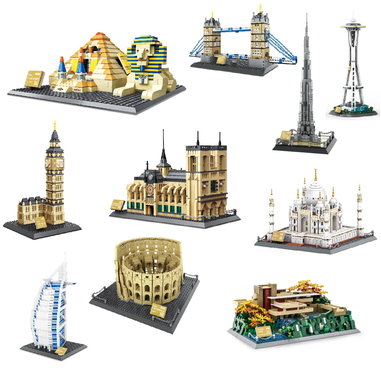 Set di Blocchi da Costruzione Modello Piramide Monumento Mondiale - Giocattolo Educativo per Bambini MOC Regalo di Compleanno Decorativo