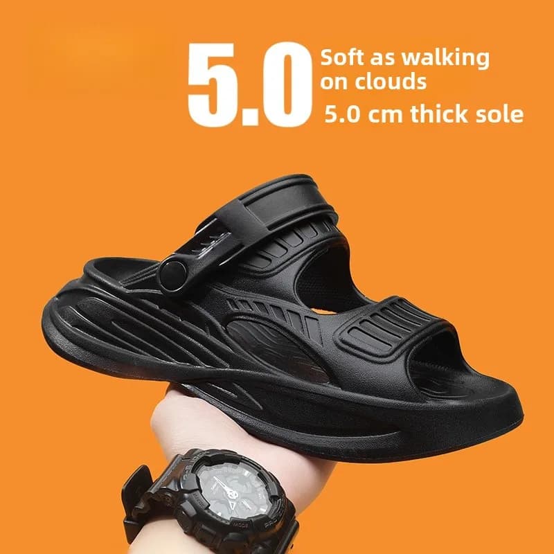 Men's Summer Outdoor Anti-slip Wear-resistant Driving Home Slippers Sports Water Beach Shoes Comfortable EVA Material Sandals