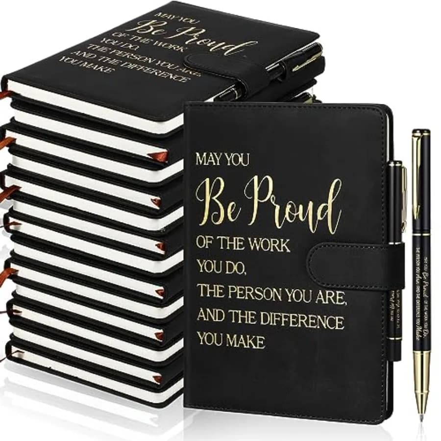 28 Pcs Team Appreciation Gifts Bulk Employee Thank You Gift A5 Leather Journal Notebook with Ballpoint Pen for Christmas Studen