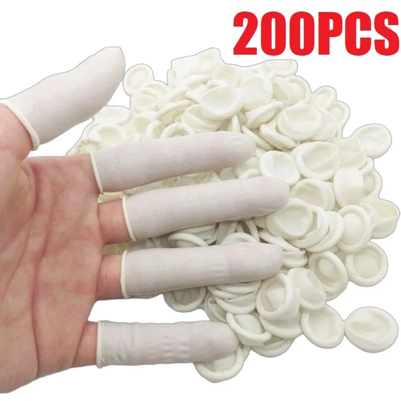 100/200PCS Powder Free Anti-Slip Finger Gloves Protectors Disposable Latex Finger Cots Eyebrow Extension Thumb Covers FHZT01