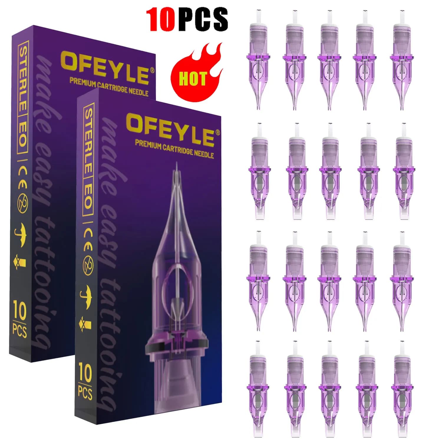 10pcs Tattoo Cartridge Needles Disposable Needles Rl Rm M1 Series For Tattoo Machine For Eyebrow Eyeliner Permanent Makeup