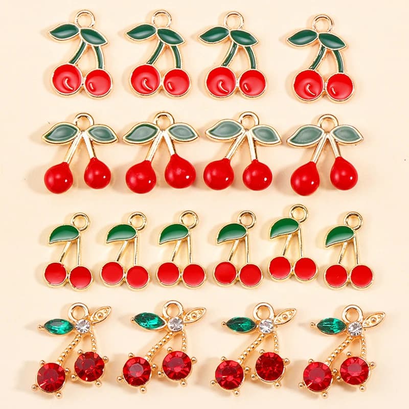 10 Pz 5 Stili Ciliegio Smalto Pendenti e Ciondoli per Fai Da Te Fare Simpatici Frutta Pendenti Orecchini Bracciale Collana Accessori di Gioielli Forniture