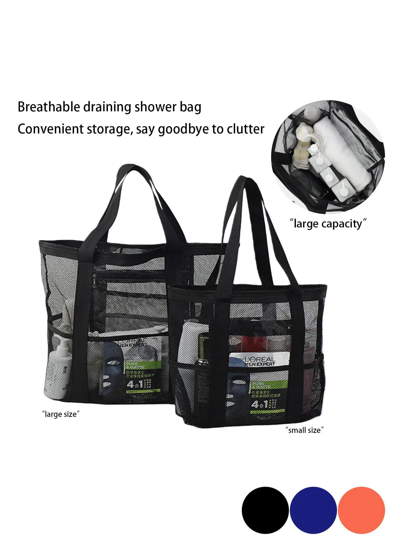 1 Pezzo Cesto Portaoggetti da Doccia in Rete, Borsa Portaoggetti Portatile, Borsa Porta Asciugamani Unisex, Organizer Doccia con Drenaggio, Borsa per il Trucco